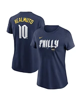 Nike Women's J.t. Realmuto Navy Philadelphia Phillies 2024 City Connect Fuse Player Name Number T-Shirt