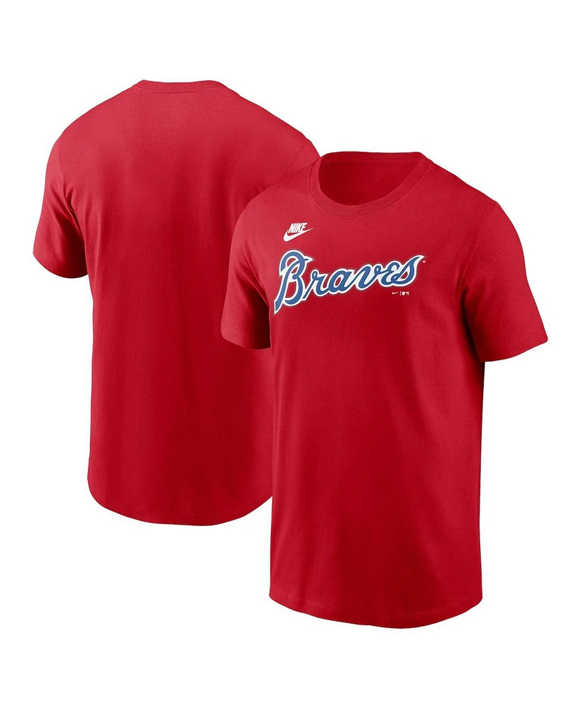 Nike Men's Red Atlanta Braves Cooperstown Wordmark T-Shirt