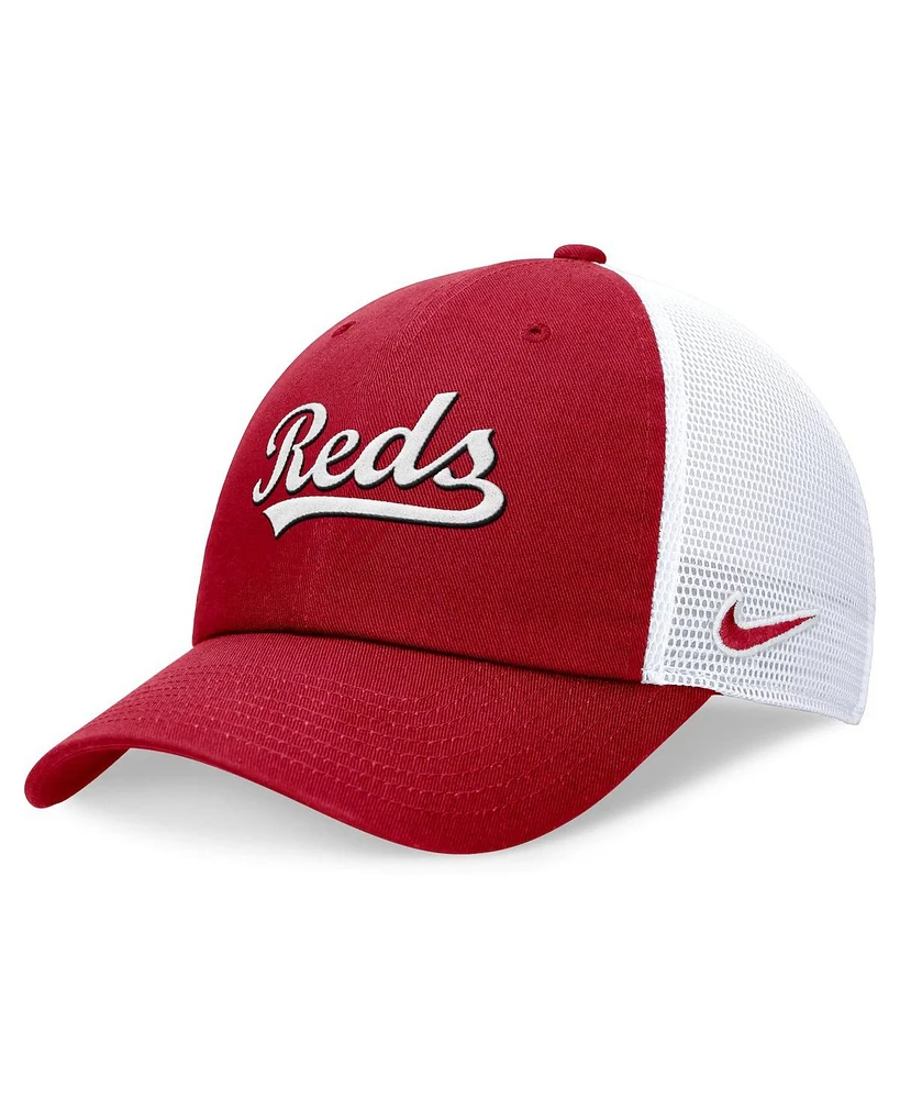 Nike Men's Red Cincinnati Reds Evergreen Wordmark Trucker Adjustable Hat