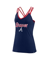 Fanatics Women's Navy Atlanta Braves Go For It Strappy V-Neck Tank Top