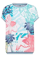 Olsen Women's Short Sleeve Multi-Print T-Shirt