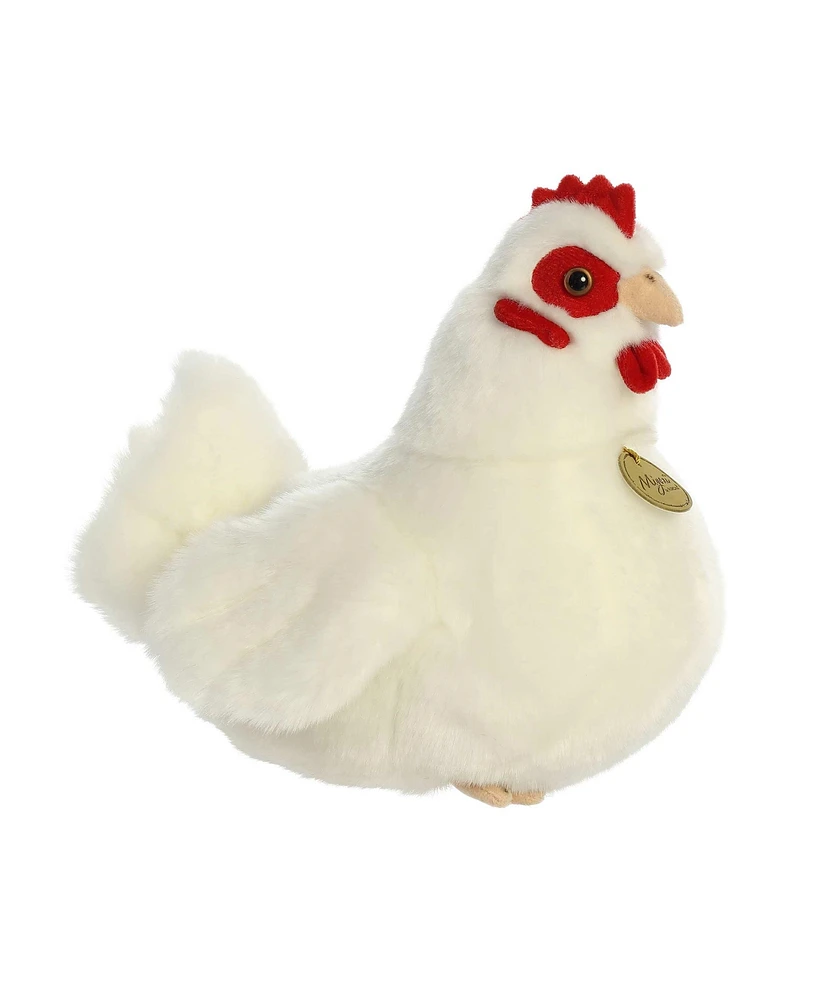 Aurora Small Hen Miyoni Realistic Plush Toy White 9"