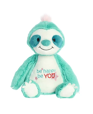 Aurora Medium Be You, Be Happy Sloth Just Sayin' Witty Plush Toy Blue 9.5"