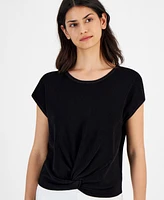 T Tahari Women's Twist-Hem Dolman-Sleeve Top