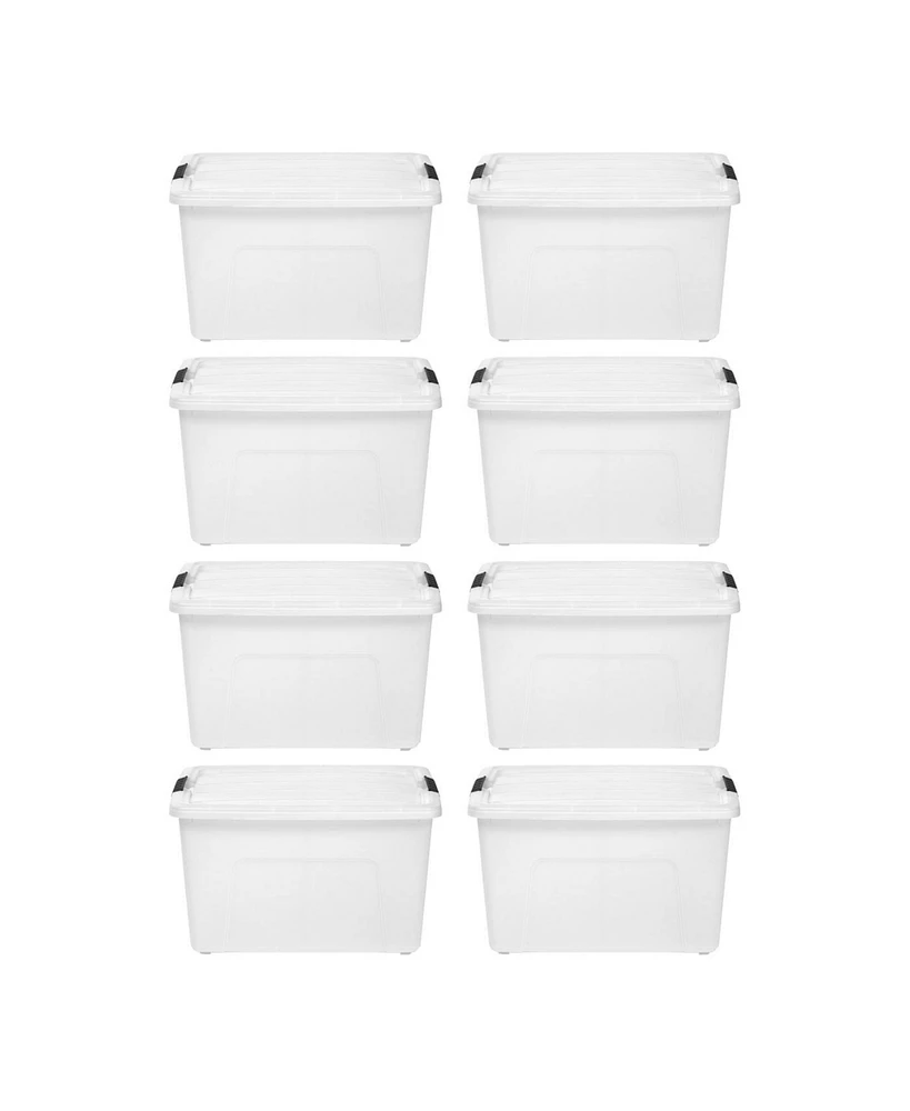 Iris 60 Quart Stack & Pull Box, 8 Pack, Natural