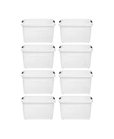 Iris 60 Quart Stack & Pull Box, 8 Pack, Natural