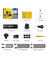 Z-edge 3 Channel 4K Dash Camera, Front + Rear + Cabin 3 Ch Recording, with 64GB Tf Card