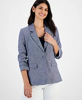 T Tahari Women's Ruched-Sleeve Blazer