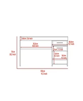 Streamdale Furniture Berkeley 1-Shelf 2-Drawer Computer Desk Light Grey