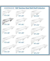 Gridmann 12" x 36" Nsf Stainless Steel Kitchen Wall Mount Shelf w/ Backsplash