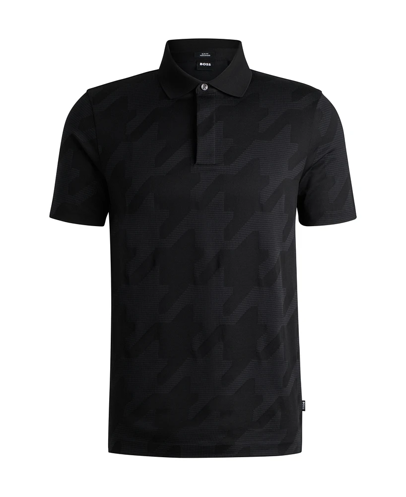 Boss by Hugo Men's Houndstooth Jacquard Slim-Fit Polo Shirt