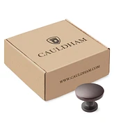 Cauldham 10 Pack Solid Round Kitchen Cabinet Knobs Pulls (1-1/8" Diameter) - Dresser Drawer/Door Hardware - Style R126 - Oil Rubbed Bronze