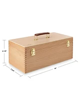 7 Elements Wooden Art Supply Storage Organizer - Large Beechwood Artist Tool Box with Drawer