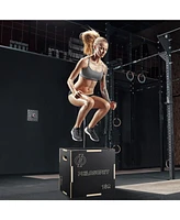 Philosophy Gym 3 in 1 Non-Slip Wood Plyo Box, 20" x 18" x 16", Black, Jump Plyometric Box for Training and Conditioning