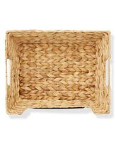 Casafield (Set of 2) Water Hyacinth Pantry Baskets with Handles and Chalkboard Labels - Espresso, Wide Woven Storage Baskets for Kitchen Shelves