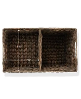 Casafield Stair Basket with Handles, Natural - Woven Water Hyacinth Staircase Step Organizer Bin