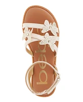 Bebe Big Girl's Strappy Sandal with Rhinestone Butterfly Appliques Polyurethane Sandals