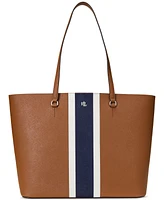 Lauren Ralph Lauren Karly Extra-Large Crosshatch Leather Tote Bag