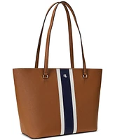 Lauren Ralph Lauren Karly Medium Crosshatch Leather Tote