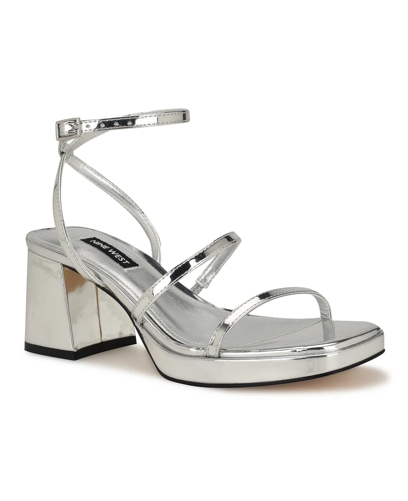 Nine West Women's Flame Square Toe Strappy Dress Sandals