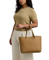 Lauren Ralph Lauren Karly Crosshatch Leather Large Tote