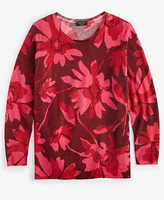 Charter Club Plus 100% Cashmere Floral Sweater, Created for Macy's