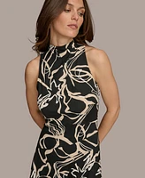 Donna Karan Women's Floral-Print Mock-Neck Midi Dress