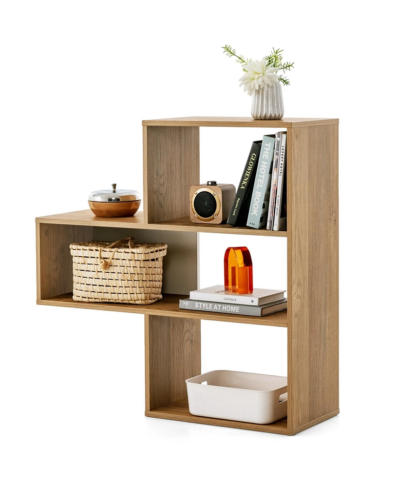 Costway 3-Shelf Concave Bookshelf Room Organizer with Anti-Toppling Device Freestanding