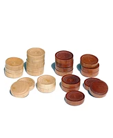 We Games Old School Brown and Natural Wooden Checkers Set -11.75 in.