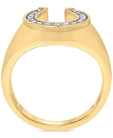 Men's Diamond Horseshoe Ring (1/3 ct. t.w.) in 14k Gold-Plated Sterling Silver