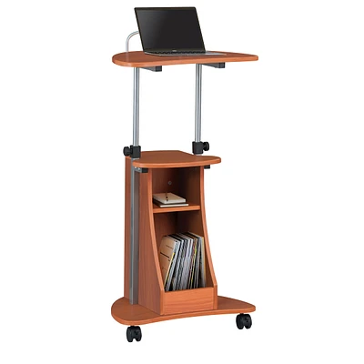 Simplie Fun Sit-To-Stand Rolling Adjustable Height Laptop Cart With Storage