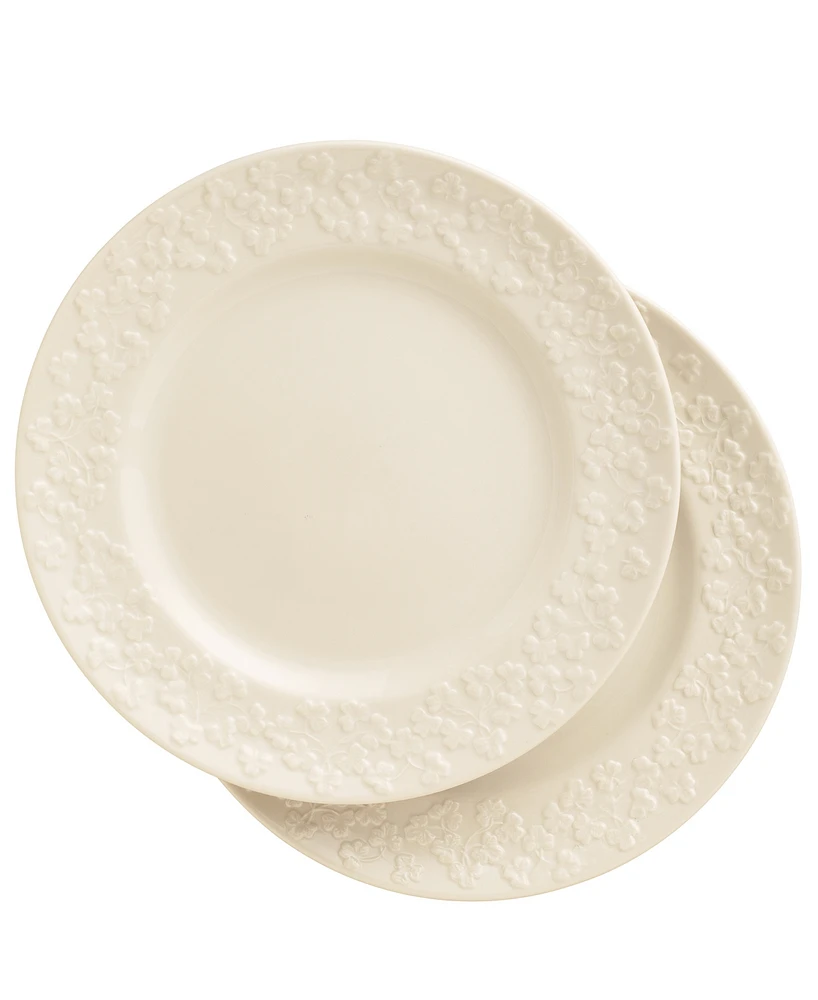 Belleek Pottery Fields of Shamrocks Dinner Plates, Set of 2