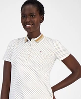 Tommy Hilfiger Women's Dot-Print Glitter-Collar Polo Shirt