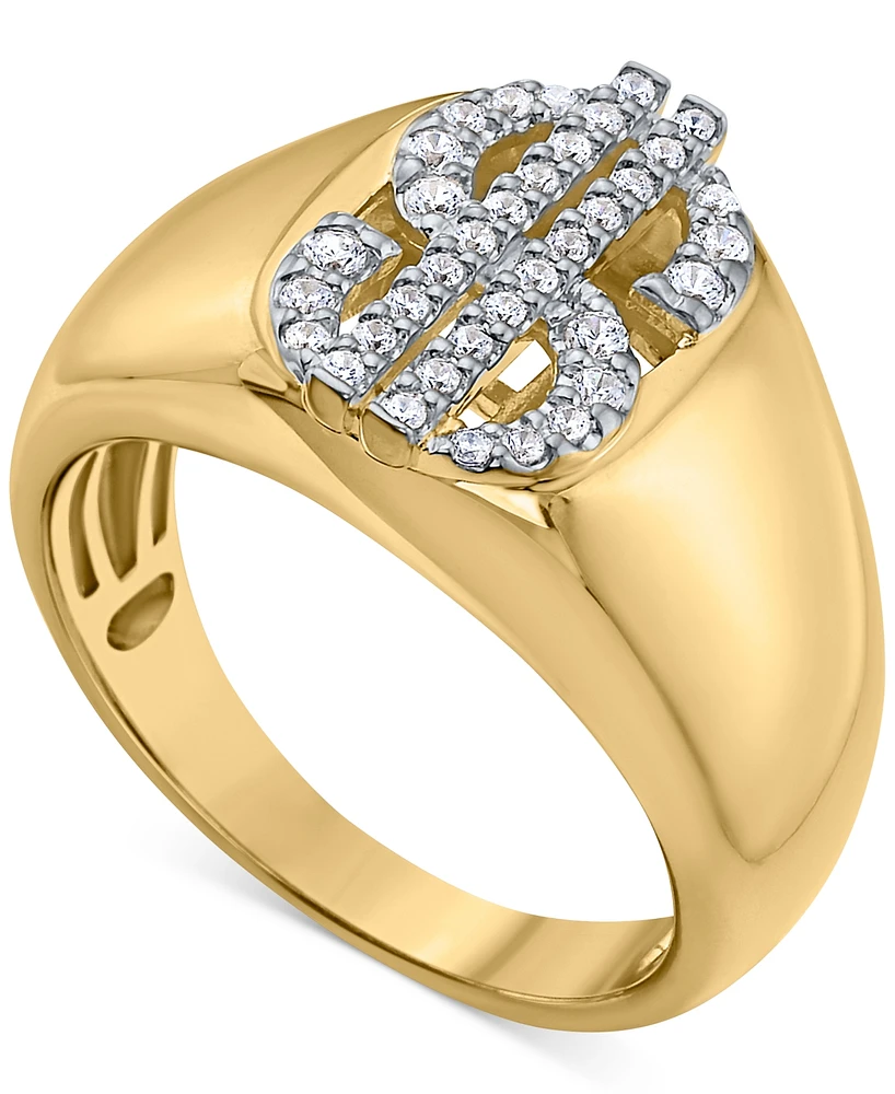 Men's Diamond Dollar Sign Ring (1/3 ct. t.w.) in 14k Gold-Plated Sterling Silver