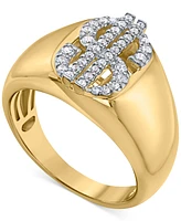 Men's Diamond Dollar Sign Ring (1/3 ct. t.w.) in 14k Gold-Plated Sterling Silver
