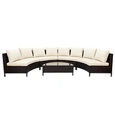 Simplie Fun 5 Pieces All-Weather Pe Rattan Wicker Sofa Set Outdoor Patio Sectional Furniture Set