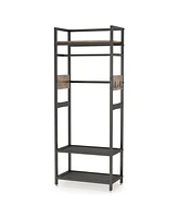 Tribesigns Small Heavy Duty Clothes Rack with Shelf and Hanging Rod, Freestanding Closet Organizer, Industrial Hall Tree Garments Rack for Small Space