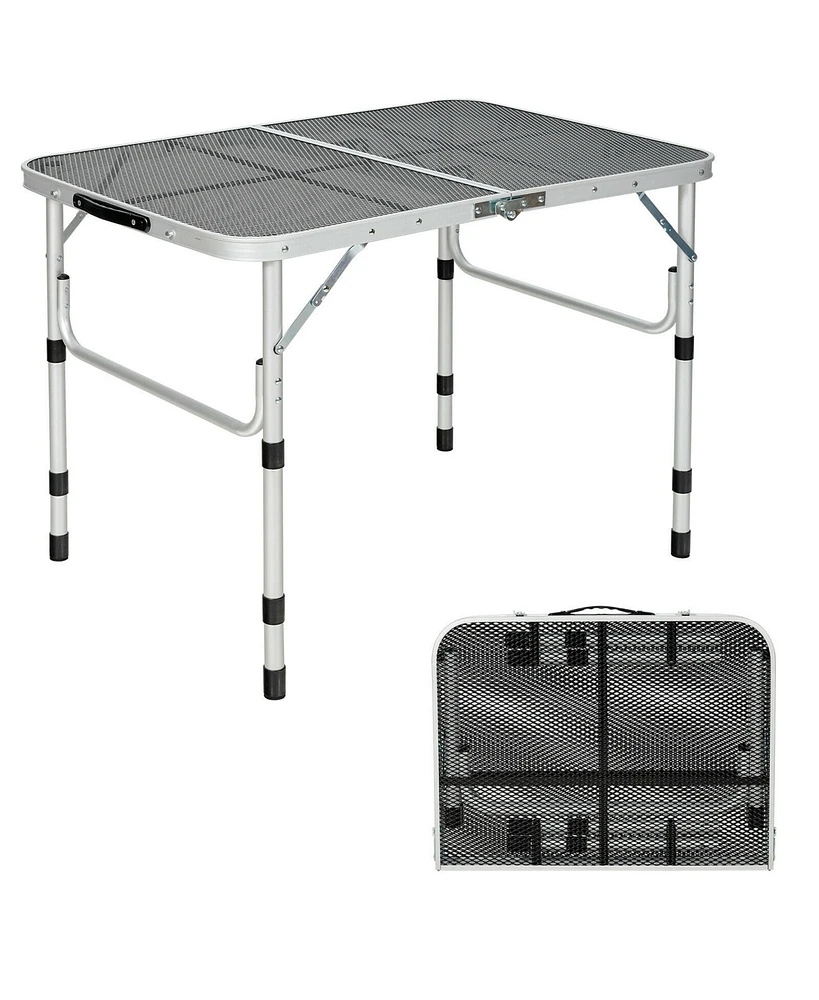 Gymax Folding Grill Table for Camping Lightweight Aluminum Metal Grill Stand Table