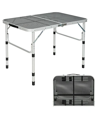 Gymax Folding Grill Table for Camping Lightweight Aluminum Metal Grill Stand Table