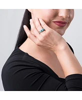 American West Jewelry Sterling Silver Women's Ring with Genuine Gemstone, 3-Stone Design, Sizes 5-10