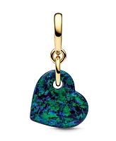 Pandora 14K Gold-Plated Opalescent Green Heart Dangle Charm