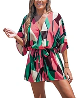 Cupshe Women's Geo Print Belted Romper