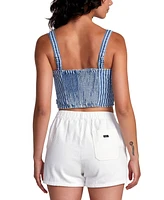 Rvca Juniors' Portia Striped Denim Crop Top