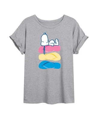 Hybrid Apparel Trendy Juniors Peanuts Summer Graphic Oversized Tee