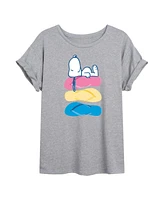 Hybrid Apparel Trendy Juniors Peanuts Summer Graphic Oversized Tee