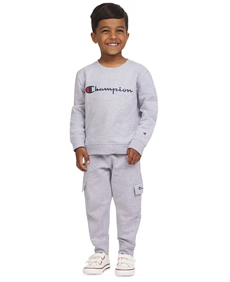 Champion Toddler Boys 2-Pc. Fleece Logo Sweatshirt & Cargo Joggers Set