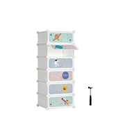 Slickblue Kids' 6-slot Stackable Storage Organizer With Doors, Plastic Wardrobe, Toys, Books, Clothes