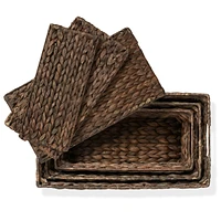 Casafield Set of 3 Water Hyacinth Storage Baskets with Lids, Natural - Small, Medium, Large