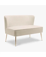 Mid Century Modern Tufted Velvet Loveseat Sofa Accent Chair Set