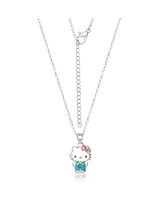 Hello Kitty Sanrio Flash Yellow Gold Plated Enamel and Pink Crystal Pendant - 18" Chain